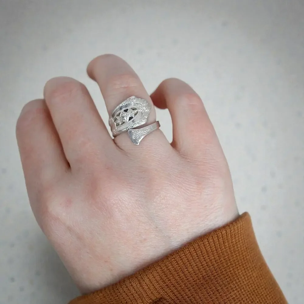 Wallace Silversmiths Sterling Silver Bypass Spoon Ring Vintage Size 5.5